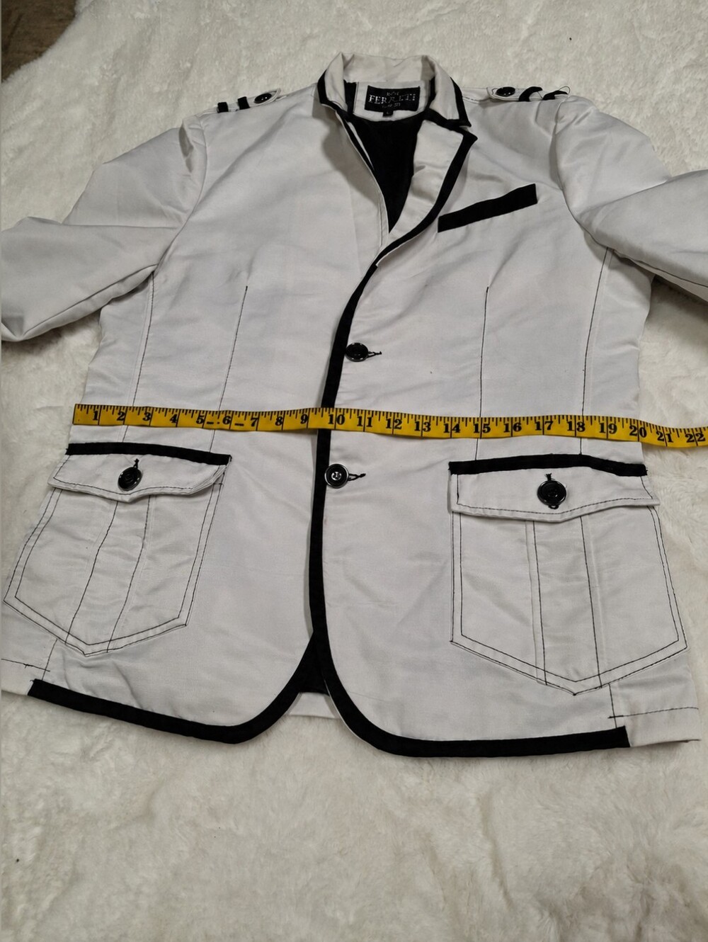 Moy Ferreti White & Black Military Nautical Contrast-Trim Blazer Men Size Large - Picture 11 of 16